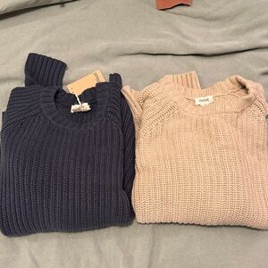 Upwest Navy and Tan Sweaters